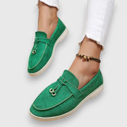 Loafer Damen | Leichter Wildleder-Slipper mit Golddetail & Komfortsohle