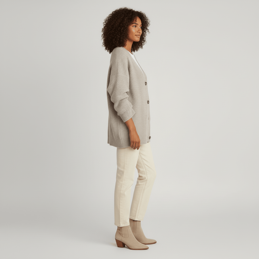 Locker Geschnittener Cardigan Mit Knopfleiste - Jamila