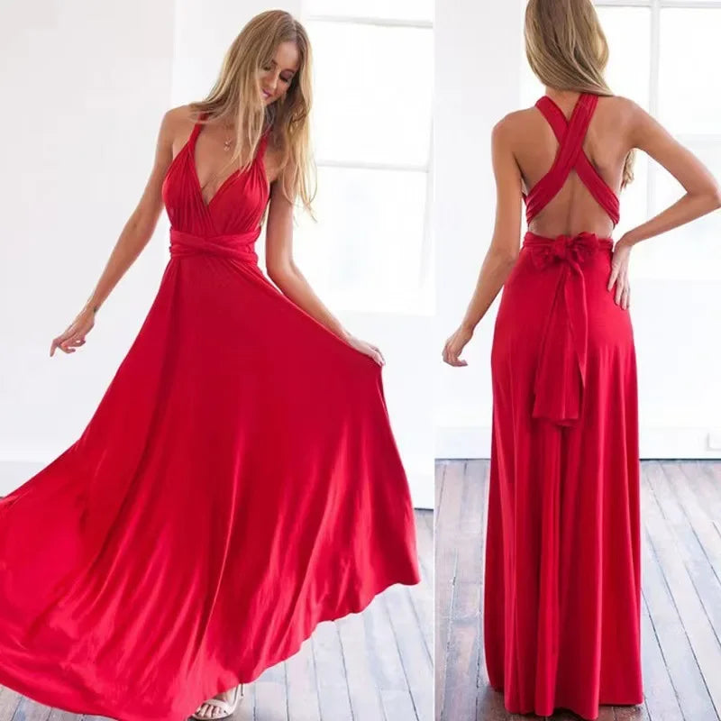 Emily - Damen bodenlanger langer Rock & Brautjungfernkleid mit verschiedenen Tragevarianten