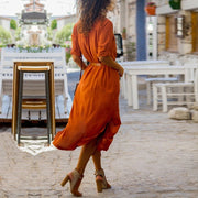 Lucie – Elegantes Button-Down-Hemdkleid für Damen | Langärmliges Hemdblusenkleid im Bohemian-Stil mit Gürtel