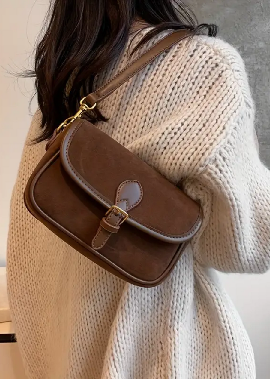 Damen Umhängetasche Wildleder – Kleine Crossbody Tasche Vegan & Vintage