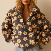 Daisy | Damen Winter Kuscheliger Floral Fleece-Pullover