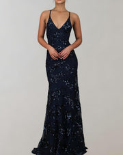 Aria - ärmelloses und rückenfreies kleid mit wunderschönen pailletten