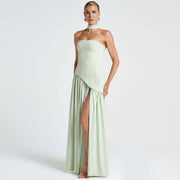 Maxikleid Damen – Trägerloser Schnitt & fließende Silhouette