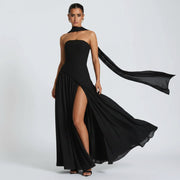 Maxikleid Damen – Trägerloser Schnitt & fließende Silhouette