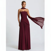 Maxikleid Damen – Trägerloser Schnitt & fließende Silhouette