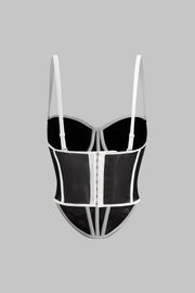 Cecilia | Elegantes Mesh-Korsett-Top mit Kontrastpaspeln