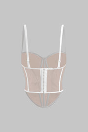 Cecilia | Elegantes Mesh-Korsett-Top mit Kontrastpaspeln