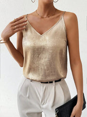 Top metallico con scollo a V | Canotta da donna