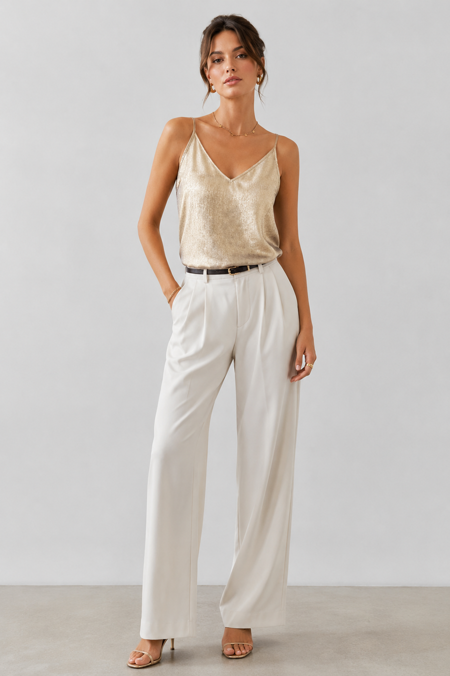 Top metallico con scollo a V | Canotta da donna