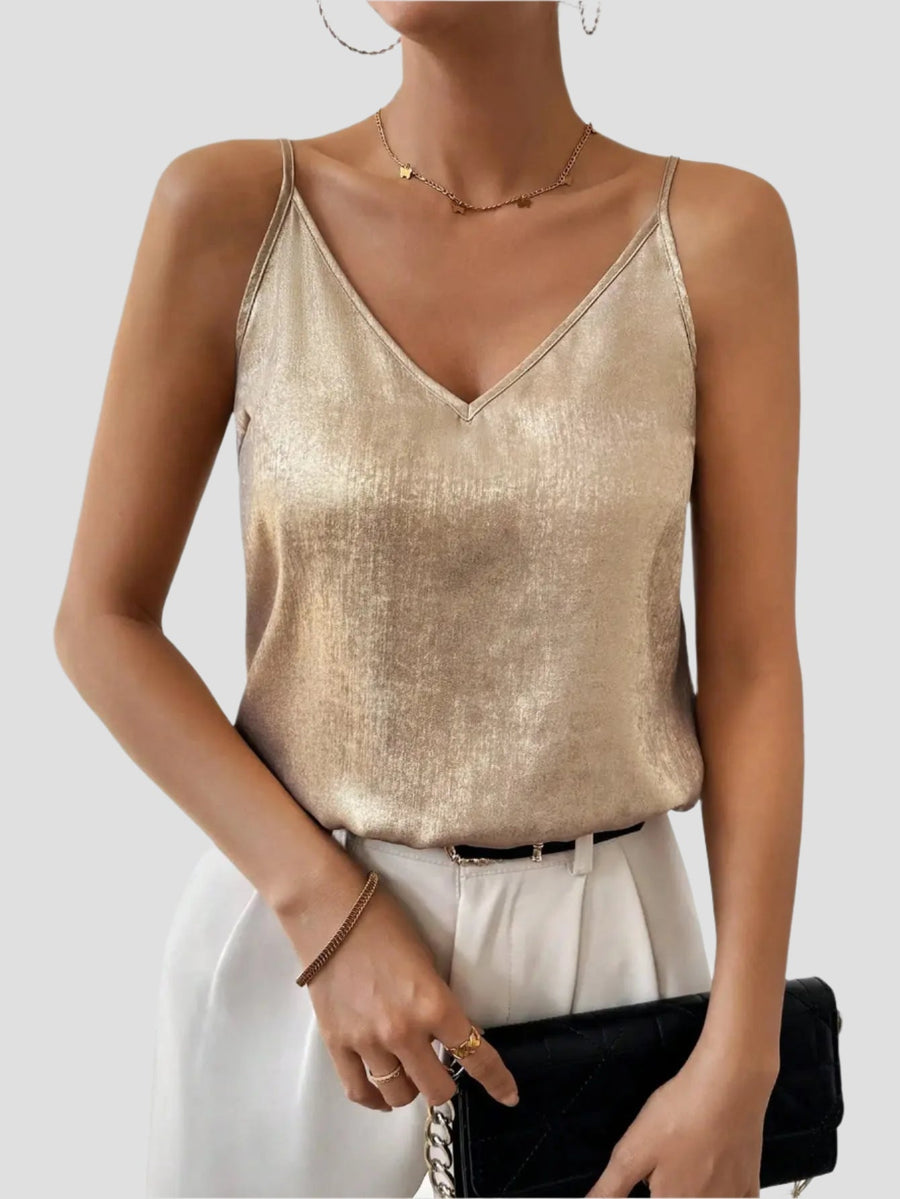 Top metallico con scollo a V | Canotta da donna