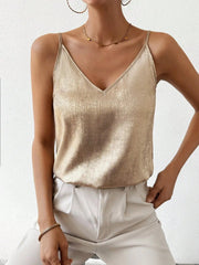 Top metallico con scollo a V | Canotta da donna