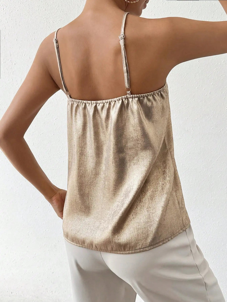 Top metallico con scollo a V | Canotta da donna