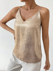 Top metallico con scollo a V | Canotta da donna