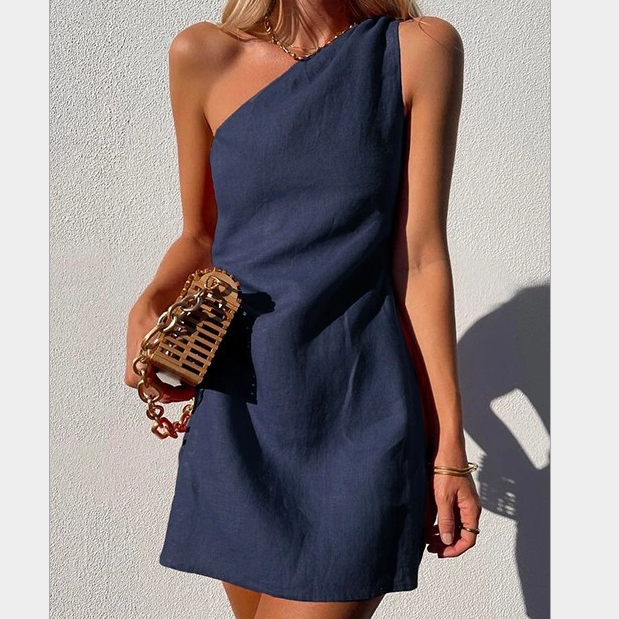 Damen-Minikleid - One-Shoulder - Sommer-Design