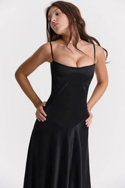 Satin-Maxikleid für Damen | Korsett-Rücken mit Schnürung