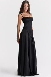 Satin-Maxikleid für Damen | Korsett-Rücken mit Schnürung