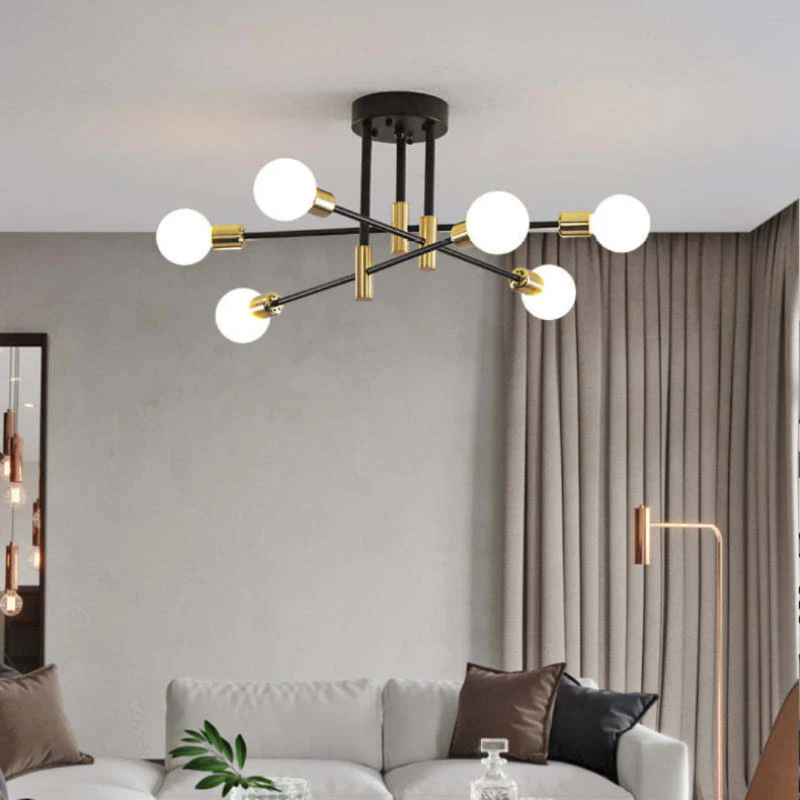 Moderne LED-Deckenleuchte Schwarz und Gold für Wohnzimmer und Schlafzimmer – Warmweiße Beleuchtung 15-20 m²