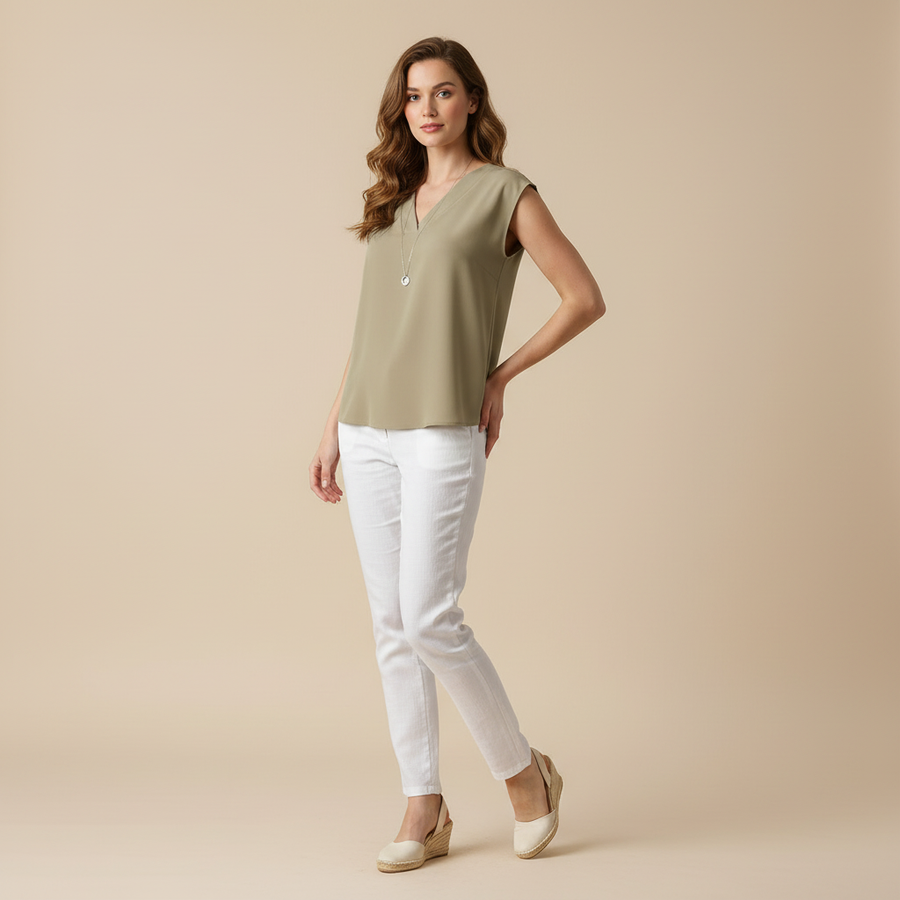 Blusa estiva moderna donna | Bluse a manica corta con scollo a V