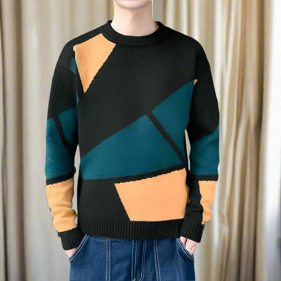 Modischer Strickpullover mit geometrischem Muster