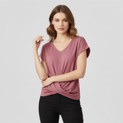Top alla moda a manica corta donna | Maglia con scollo a V