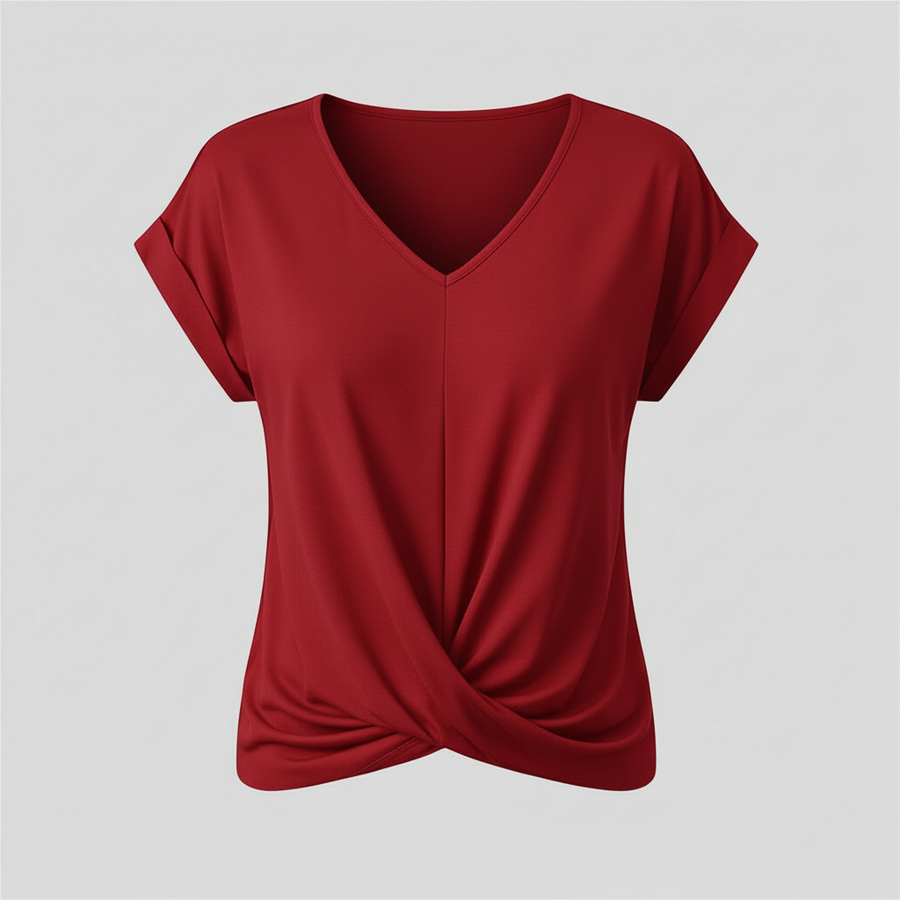 Top alla moda a manica corta donna | Maglia con scollo a V