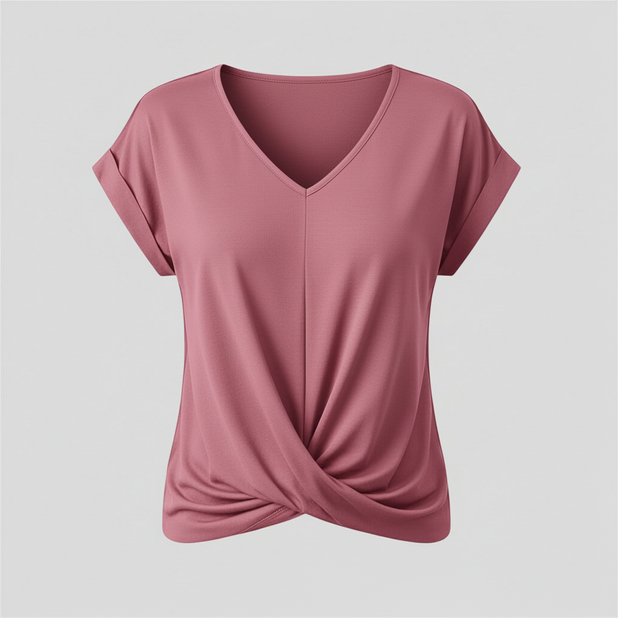 Top alla moda a manica corta donna | Maglia con scollo a V