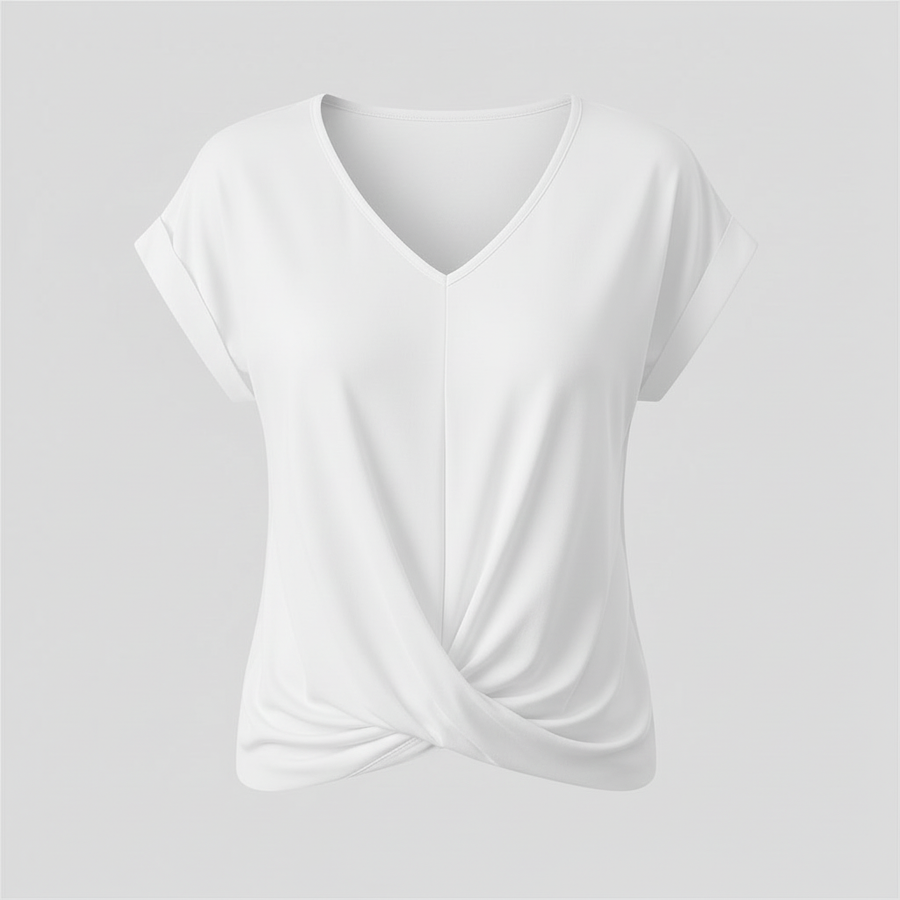 Top alla moda a manica corta donna | Maglia con scollo a V