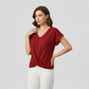 Top alla moda a manica corta donna | Maglia con scollo a V
