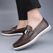 Mokassin Herren | Eleganter Leder-Slipper mit Metallschnalle & Plateausohle