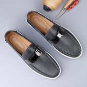 Mokassin Herren | Eleganter Leder-Slipper mit Metallschnalle & Plateausohle