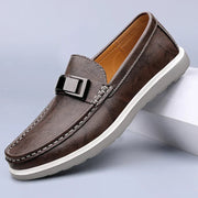 Mokassin Herren | Eleganter Leder-Slipper mit Metallschnalle & Plateausohle