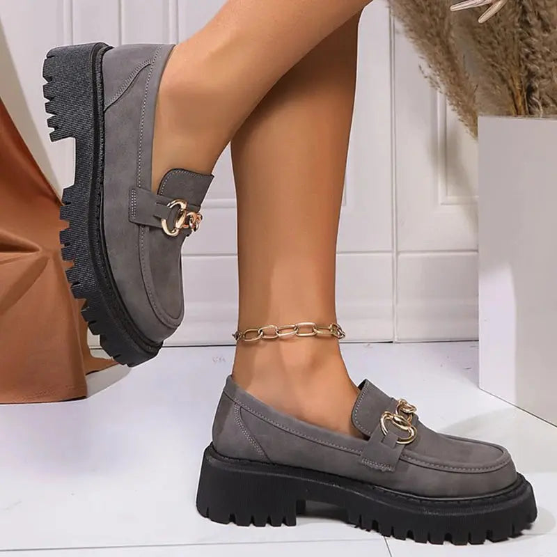 Mokassins Damen | Plateau & Goldkette Elegant