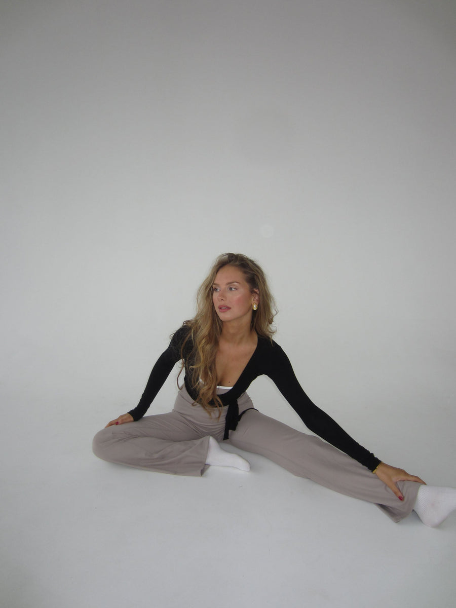 Damen Langarm-Wickelbluse mit V-Ausschnitt – Yoga – Alltagskleidung