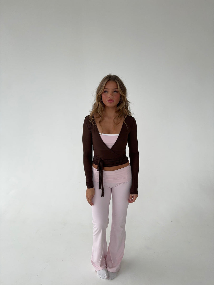 Langärmlige Wickelbluse für Damen – Yoga – Alltagskleidung