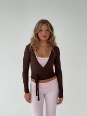 Langärmlige Wickelbluse für Damen – Yoga – Alltagskleidung