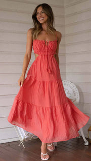 Damen Maxi Kleid Baumwolle Ärmellos Luftiger Schnitt Sommerstil