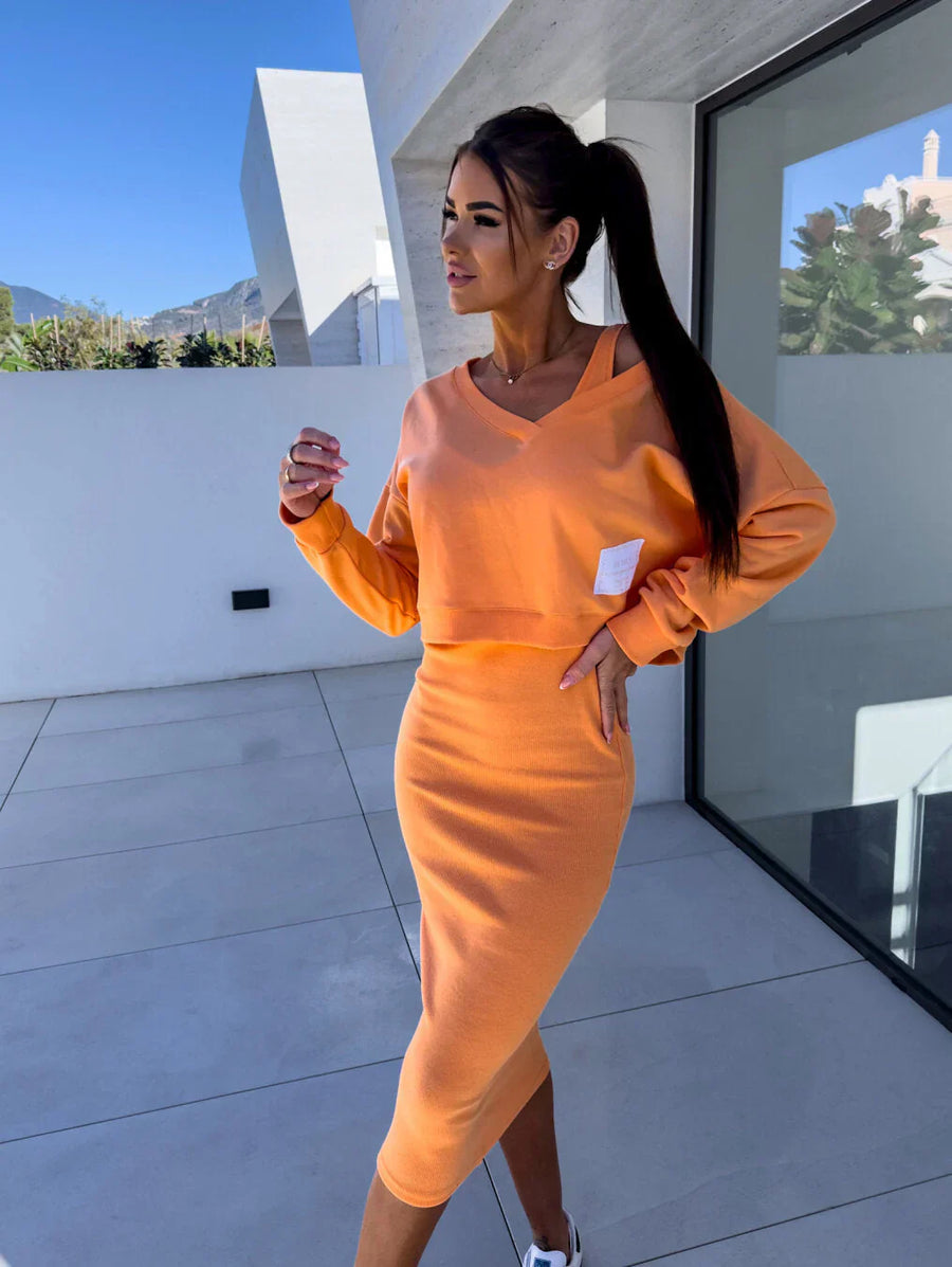 FLORA - ZWEITEILER-SET AUS PULLOVER UND KLEID