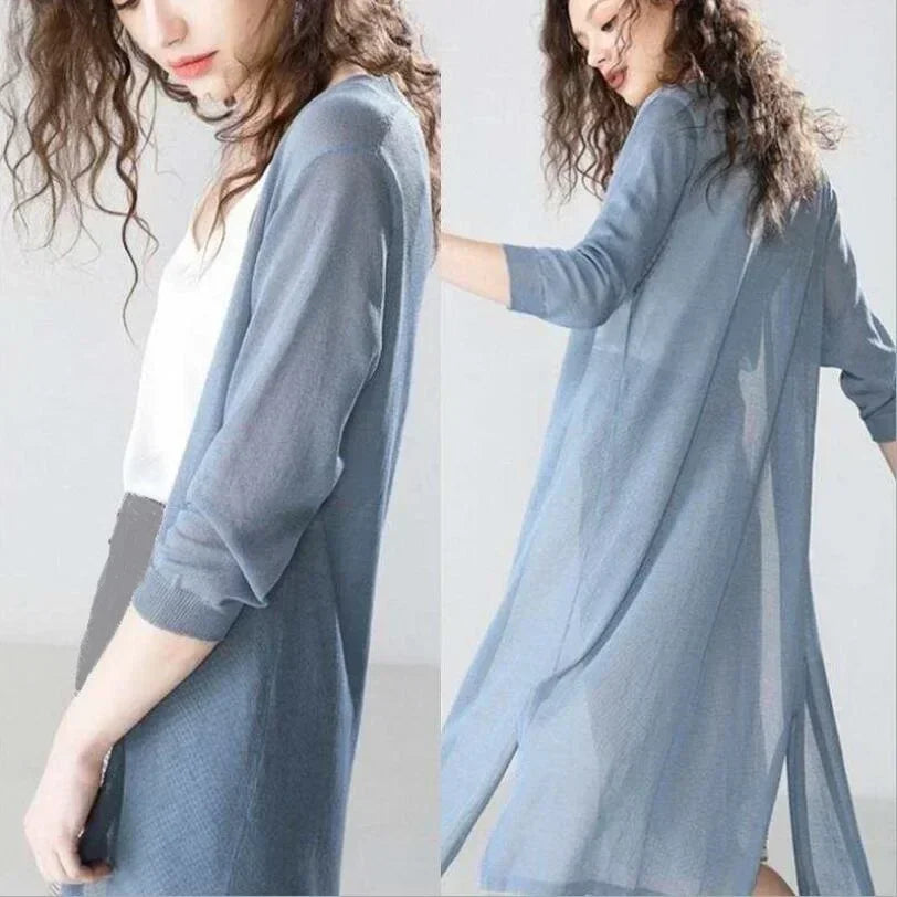 Heidi-Mode | Lange Offene Front Strickjacke