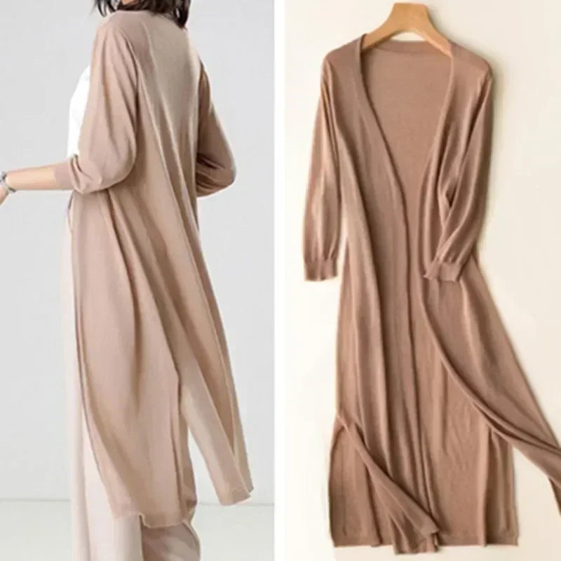 Heidi-Mode | Lange Offene Front Strickjacke