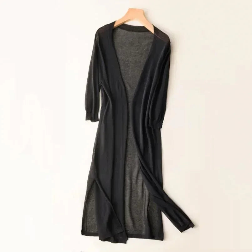 Heidi-Mode | Lange Offene Front Strickjacke