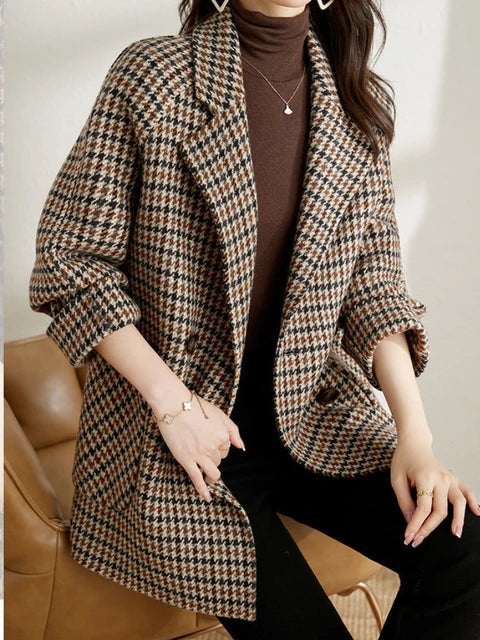 Pauline | Damen Kariertes Blazer-Jackett für den Frühling