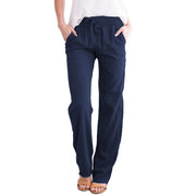 Damen Weite Leinenhose mit elastischem Bund und praktischen Seitentaschen Heidi-Mode