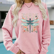 Damen Sweatshirt mit einzigartigem Libellen-Print und botanischem Design