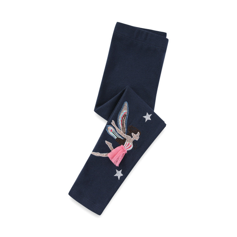 Mädchen Leggings mit glitzernden Feen- und Schmetterlingsapplikationen Drune