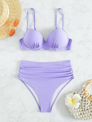 Damen Hochgeschnittener Bikini mit gepolstertem Oberteil und verstellbaren Trägern Heidi-Mode