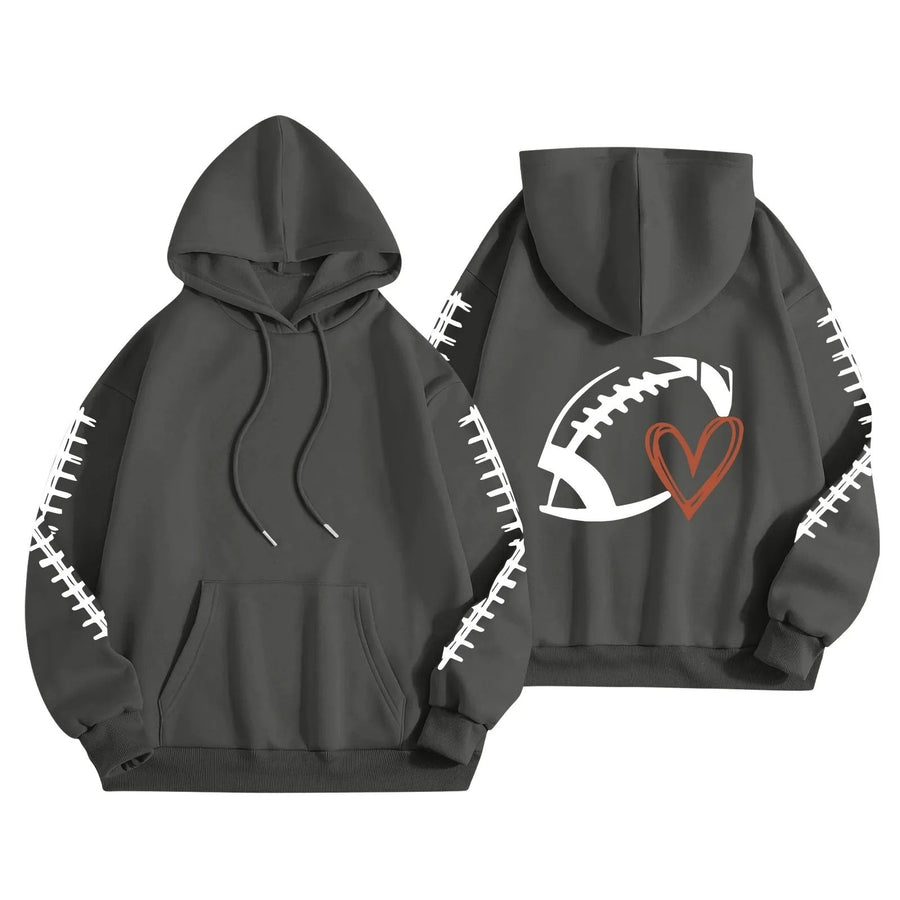 Damen Kapuzenpullover mit kreative Football-Motiv und lässigen Schnitt