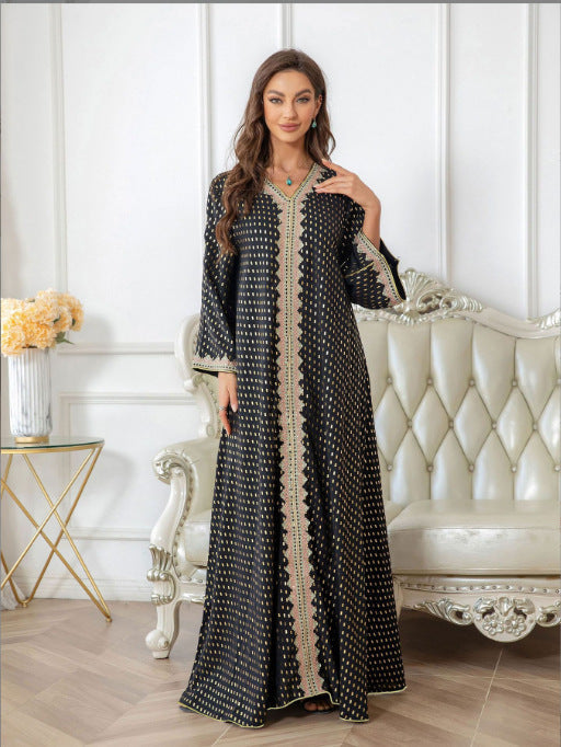 Damen Maxi-Kleid im eleganten Kaftan-Stil mit filigranen Verzierungen