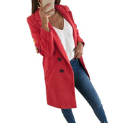 Damen eleganter und warmer Longblazer mit doppelter Knopfleiste