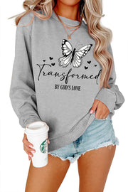 Damen Sweatshirt mit künstlerischem Schmetterlingsmotiv und inspirierendem Schriftzug